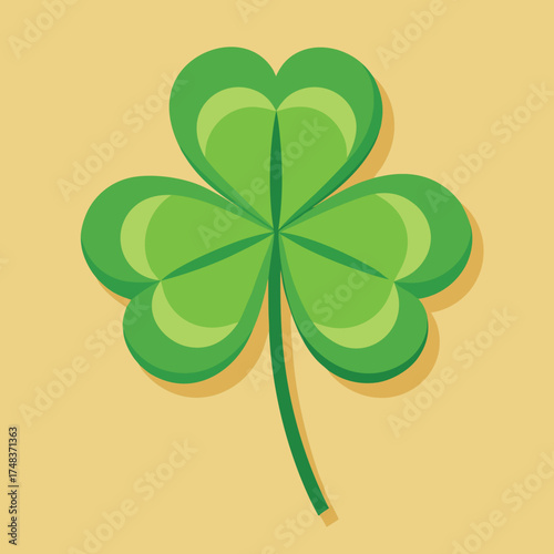Whimsical four leaf clover illustration symbolizing good fortune and luck perfect for festive and celebratory themes