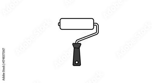 Minimalist line art paint roller icon for diy and renovation projects