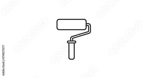 Minimalist paint roller icon in outline style for home improvement projects