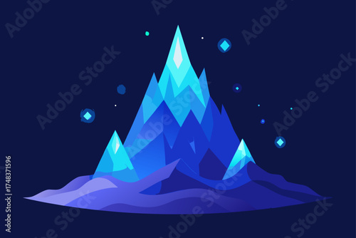Illustration of a majestic blue mountain landscape