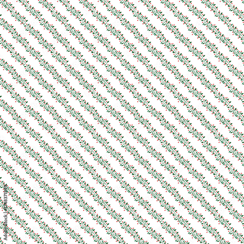 custom made wallpaper toronto digitalDiagonal Holly Pattern With Green Leaves And Red Berries For Christmas Decor And Fabric