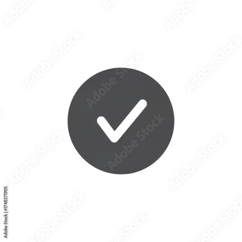 Dark gray check mark inside circle isolated on transparent background