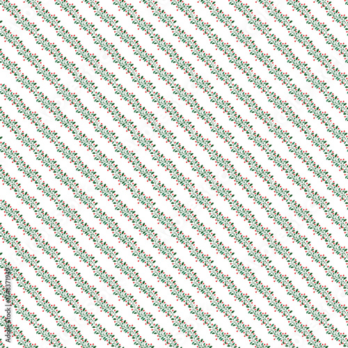 Wallpaper Mural Diagonal Holly Pattern With Green Leaves And Red Berries For Christmas Decor And Fabric Torontodigital.ca