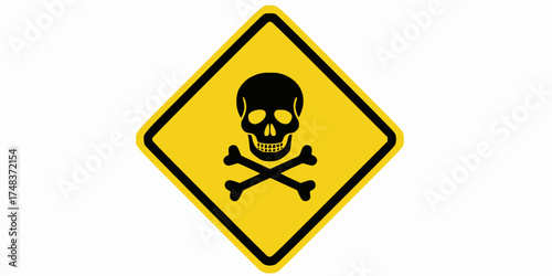 Poison Warning Sign: Skull and Crossbones Hazard Symbol
