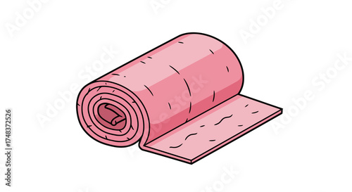 Pink yoga mat roll: minimalistic isometric design for fitness enthusiasts