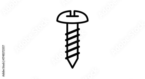 Minimalistic screw outline for diy and construction projects