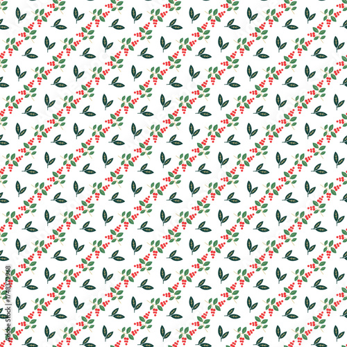 Wallpaper Mural Floral Berry Pattern With Green Leaves And Red Berries Seamless Design For Fabric Or Wallpaper Torontodigital.ca