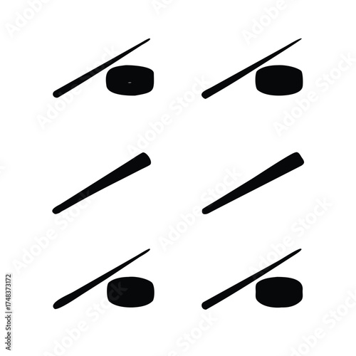 Solid Black and White Seamless Pattern of Sushi and Chopsticks
