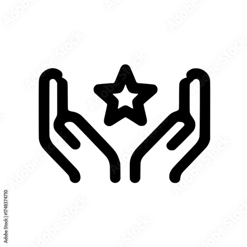 Star icon glowing above two open hands symbolizing hope guidance and spiritual energy