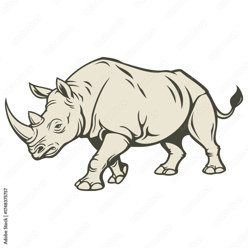 Fototapeta premium Generative Design Powerful Rhinoceros Animal Portrait Wildlife Art