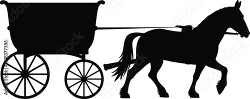 Photos Elegant horse drawn carriage vector graphic perfect for design projects silhouet