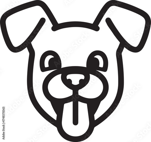 Cute dog face isolated on white background