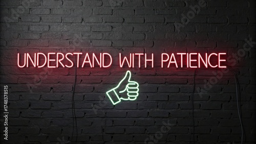Neon Sign Featuring Thumbs Up and Encouraging Message