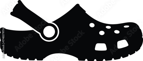 Black crocs footwear icon simple design isolated vector image on transparent background silhouette
