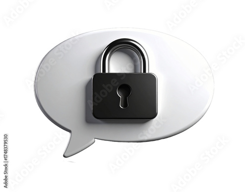 Secure Chat Bubble with Padlock Badge — Transparent PNG