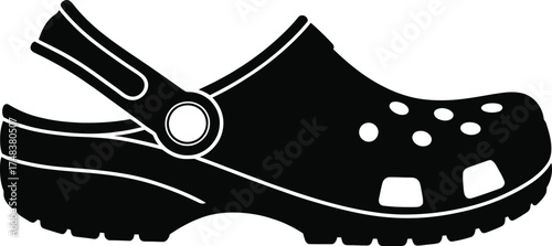 Black croc shoe isolated graphic design element on transparent background silhouette