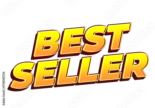 Bold text graphic featuring the words best seller in a vibrant yellow and orange color scheme, suita