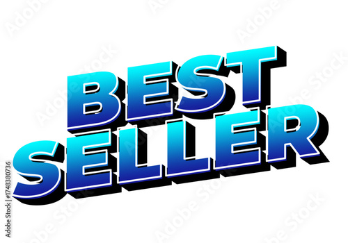Stylized text graphic featuring the words best seller in a bold, blue gradient font with a shadow ef