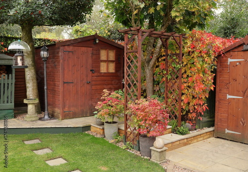 Garden Shed  and wooden arch