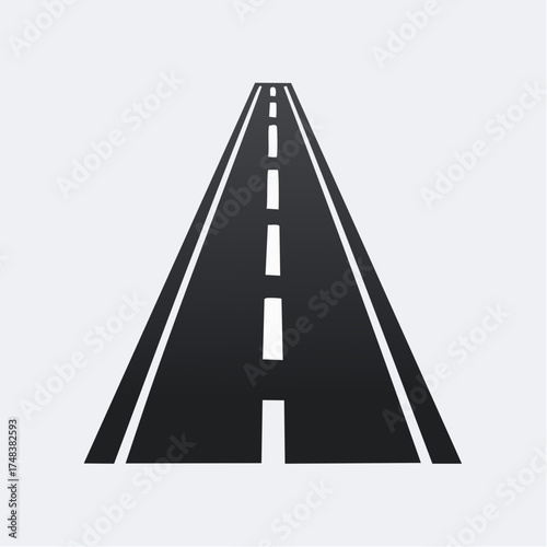 Abstract illustration of a dark road with white lines against a white background