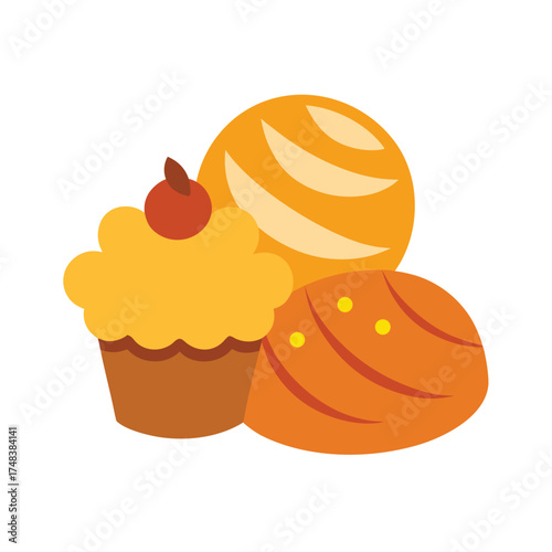 Pastries on White Background