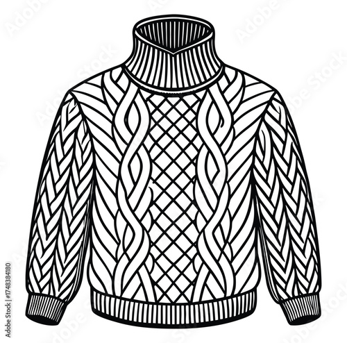 Black and white sweater and winter coat vector illustration