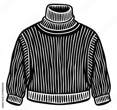 Vector illustration of a blue sweater isolated on a white background, a warm winter garment of wool or cotton fabric for fashion and apparel design purposes