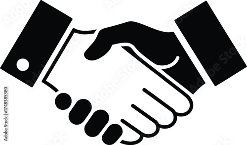 Black handshake graphic illustration perfect for business concepts on transparent background silhouette