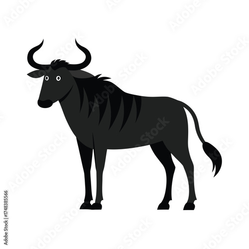 Wildebeest on White Background