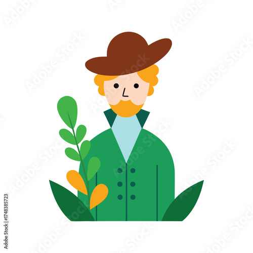 Botanist on White Background