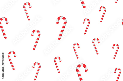 Candy cane holiday seamless pattern. Merry Christmas and Happy New Year design. Colorful flat vector illustration
