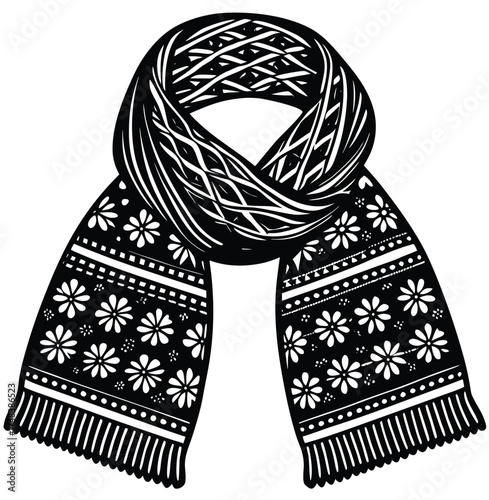 Warm grey knitted scarf isolated object, a cozy winter fashion apparel