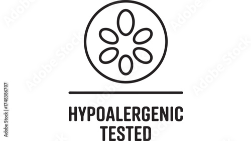 Simple line icon symbol indicating hypoallergenic tested product