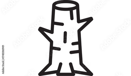 Stylized outline of a tree stump with branches on white background