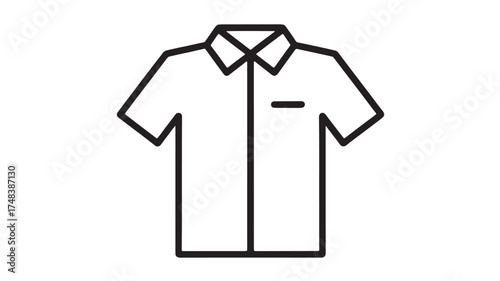 Simple line art illustration of a short-sleeved collared shirt with a pocket