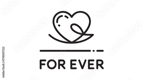 Elegant heart symbol with flowing lines and the word "FOR EVER" beneath, representing eternal love and commitment.