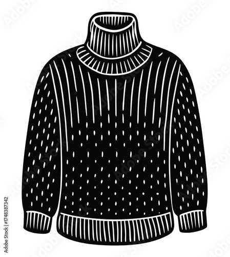 Isolated vector illustration of a striped winter sweater or pullover, a stylish casual garment made of fabric and textile clothing