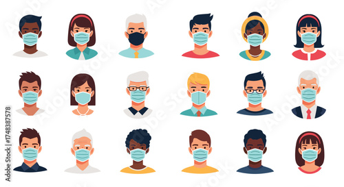 A Diverse Group of People Wearing Face Masks for Protection.