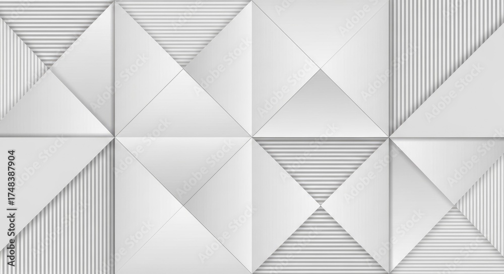 Obraz premium Geometric Triangle Pattern with White Lines, White Minimalist Background