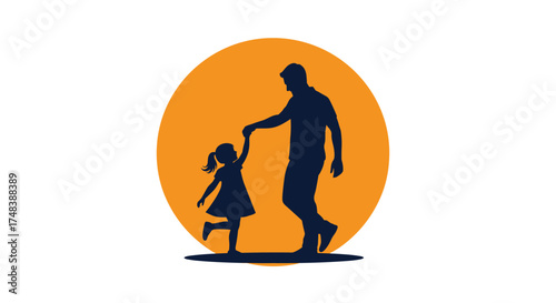 A father and daughter dancing together in the setting sun.