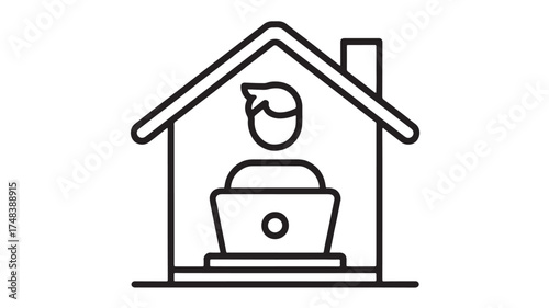 Person working remotely from home office with laptop