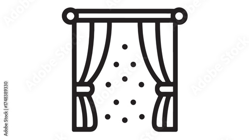 Simple line art of elegant curtains with delicate sparkly dots