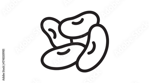 Simple line art illustration of a cluster of kidney beans