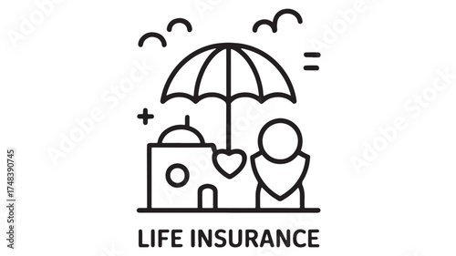 Symbolic representation of life insurance protecting home and person