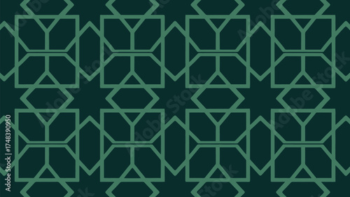 Elegant geometric seamless pattern in calming green hues for sophisticated interiors and backgrounds, adding a touch of modern style to any project