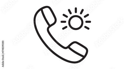 Icon of a telephone receiver with a sun symbol, representing communication and good news.