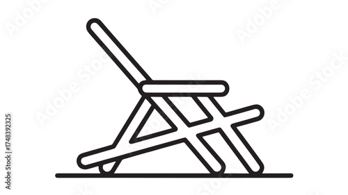 Simple line drawing of a reclined beach chair on a flat surface