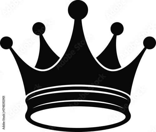 Detailed black crown illustration perfect for design projects on transparent background silhouette