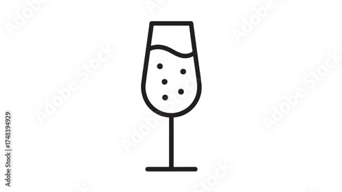 Elegant outline of a champagne flute filled with bubbly liquid