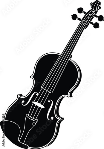 Black violin musical instrument graphic design element on transparent background silhouette